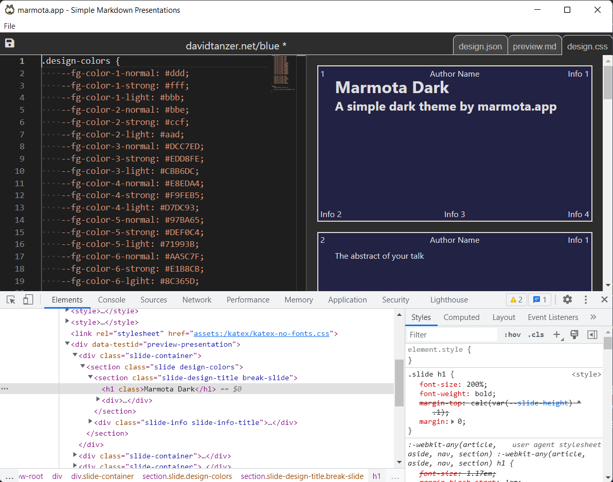 Screenshot: The design editor's main window