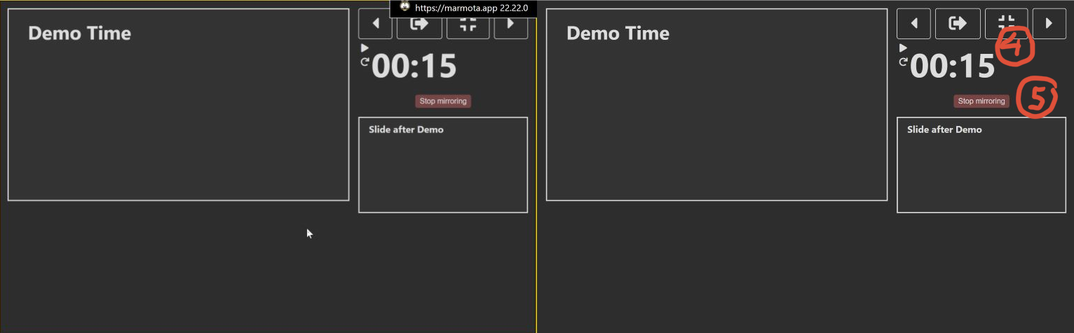 Screenshot: Minimize presenter screen, stop mirroring